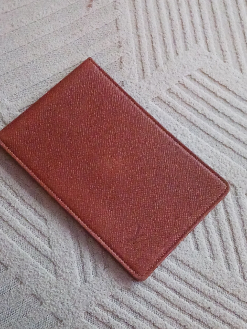 Louis Vuitton Red-Brown Embossed Leather Card Holder